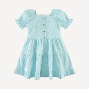 100 acre wood dress | glow blue | organic cotton woven eyelet