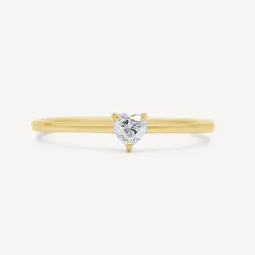 10k Gold Single Band Heart Diamond Engagement Ring