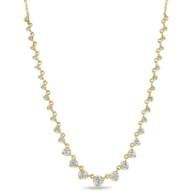 14k Linked Graduated Prong Diamond Tennis Necklace