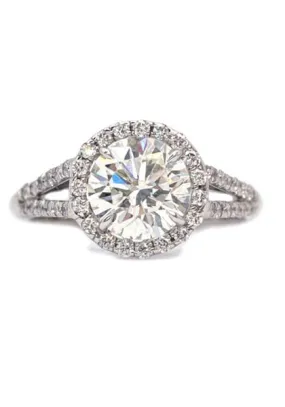 1.74ctw Round Split-Shank Halo Diamond .42ct Engagement Ring