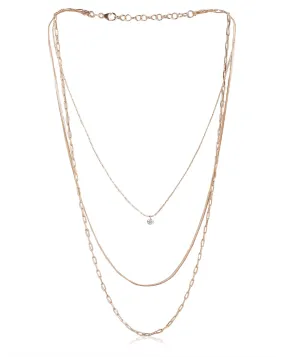 18Kt Rose Gold Plated With Cz Layered Necklace For Women