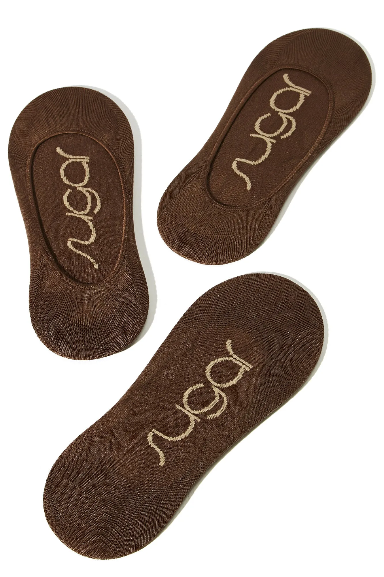 3 Pack No Show Socks - Brown