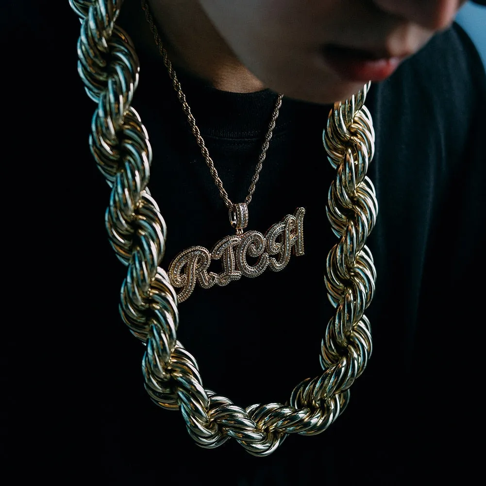 30mm Rope Chain Stainless Steel Heavy Metal Punk Jewelry Necklace for Men