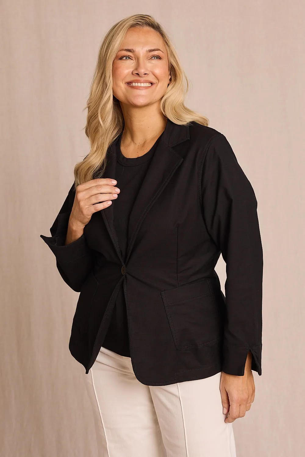 Adrift Denim Blazer in Black