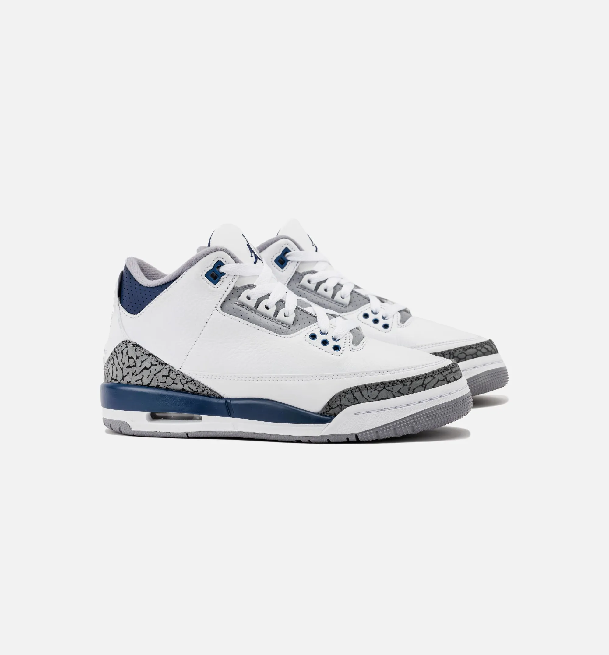 Air Jordan 3 Retro Midnight Navy Grade School Lifestyle Shoe - White/Midnight Navy