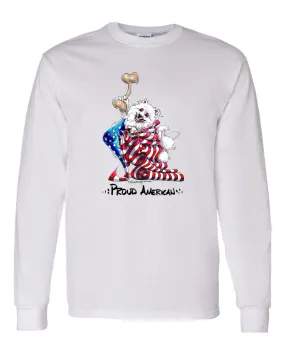 American Eskimo Dog - Proud American - Long Sleeve T-Shirt