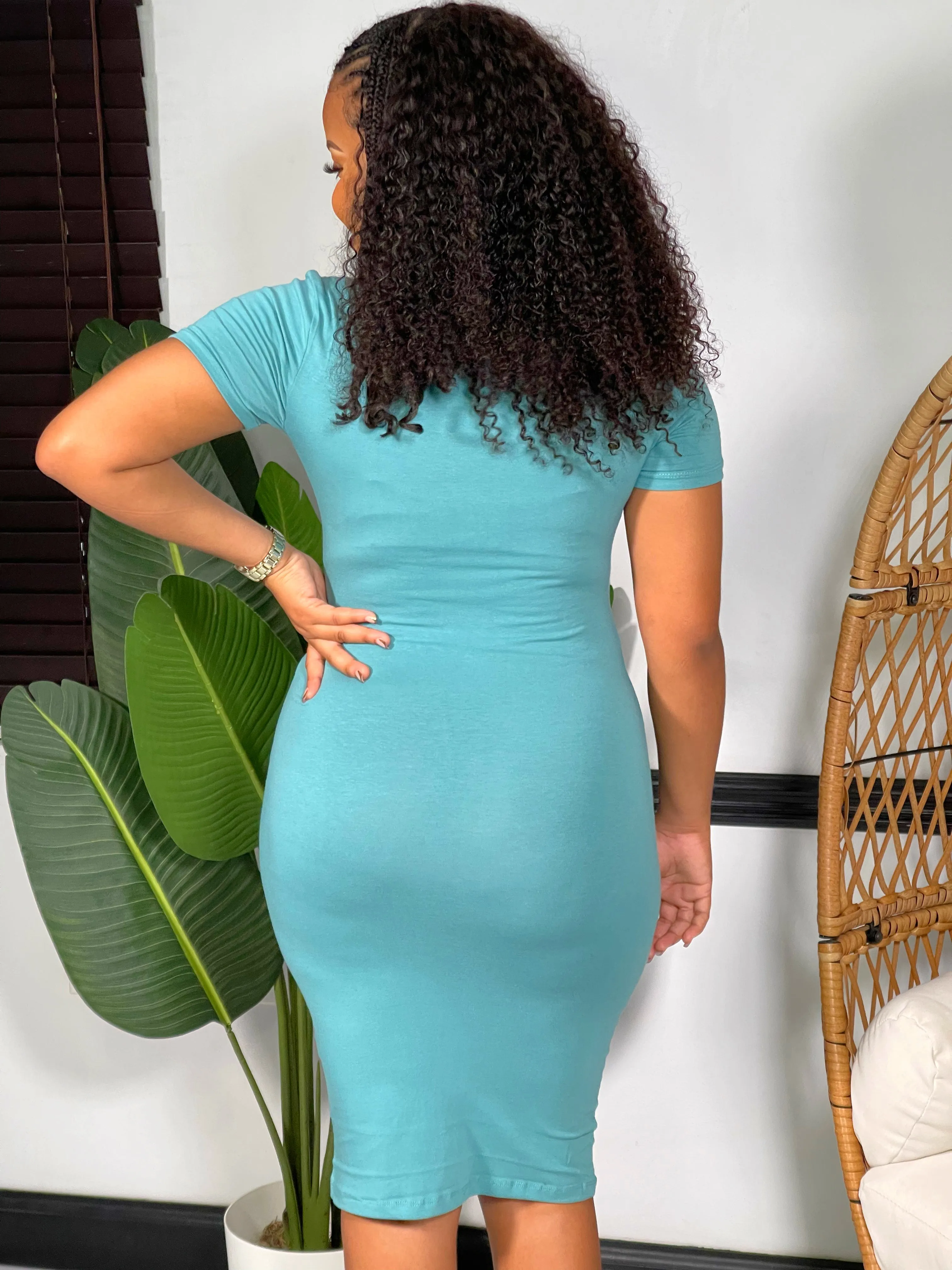 Ava Chic Midi Dress-Dusty Teal