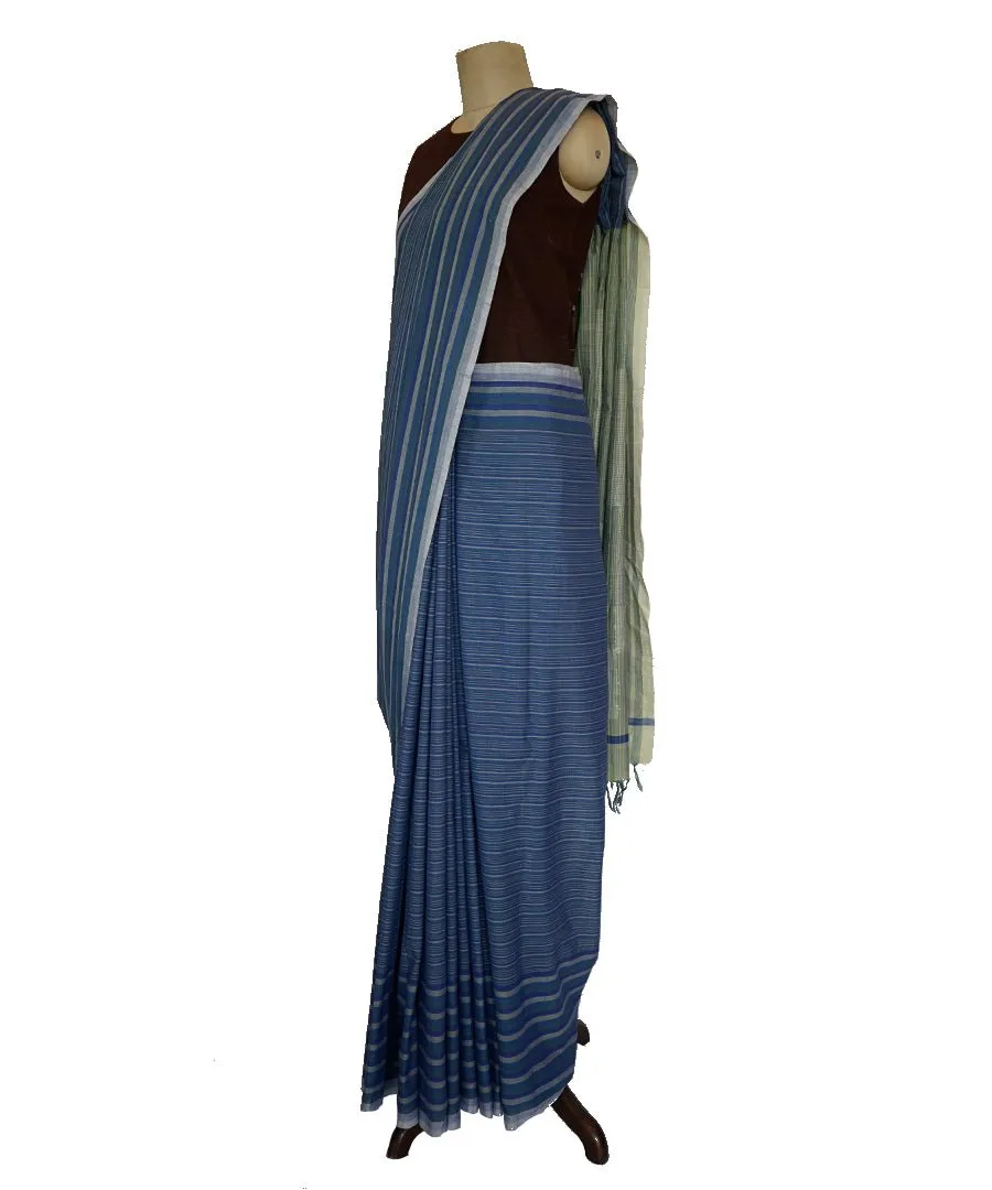 BADI BUTI-   Blue Handwoven Cotton Saree