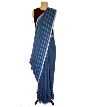 BADI BUTI-   Blue Handwoven Cotton Saree