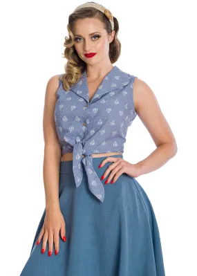 Banned Hot Air Balloon Dreaming 50's Blouse Blue