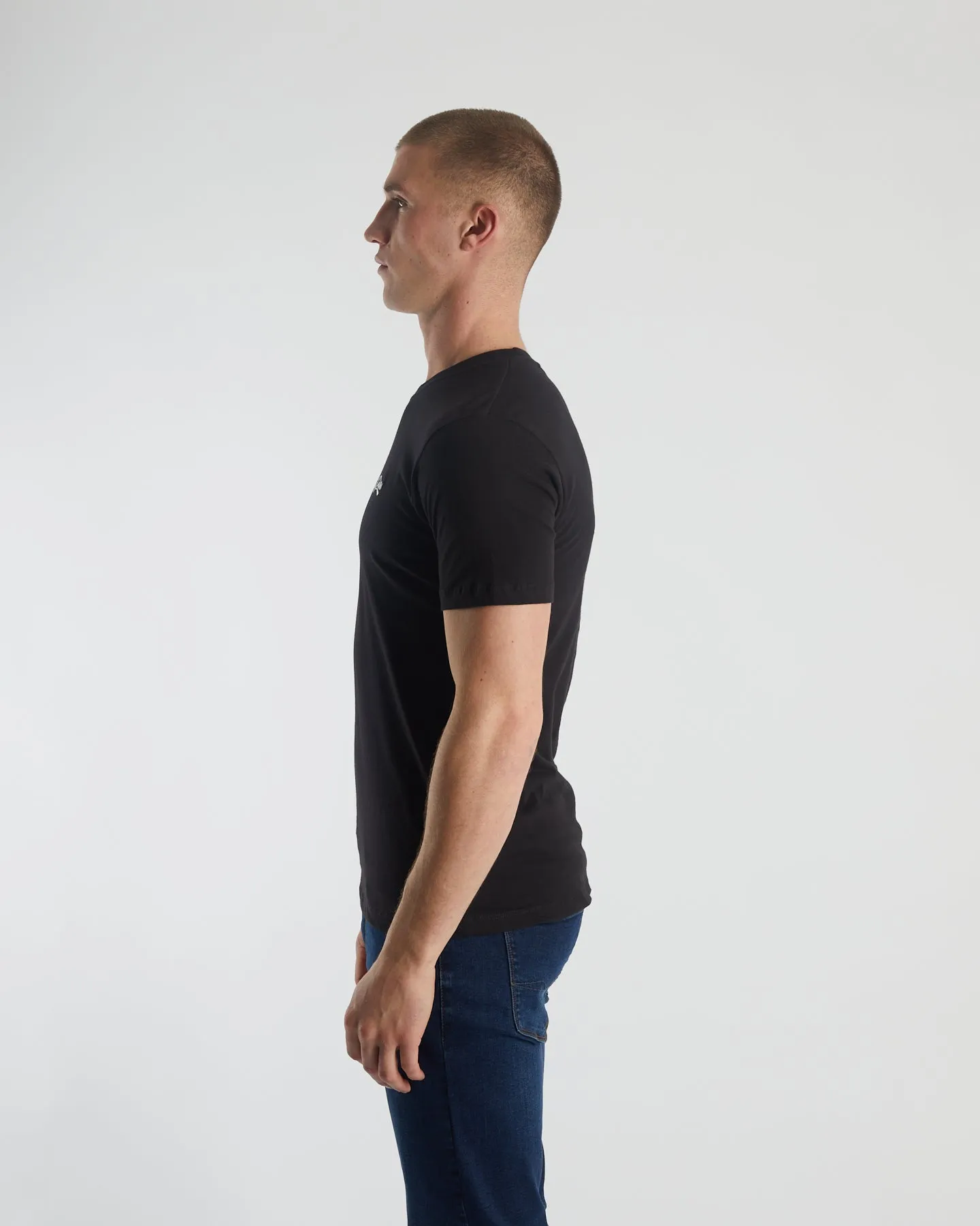 Basic Caden O Neck Tee Black