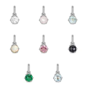 Birthstone Silver Heart Prong-Set Pendants