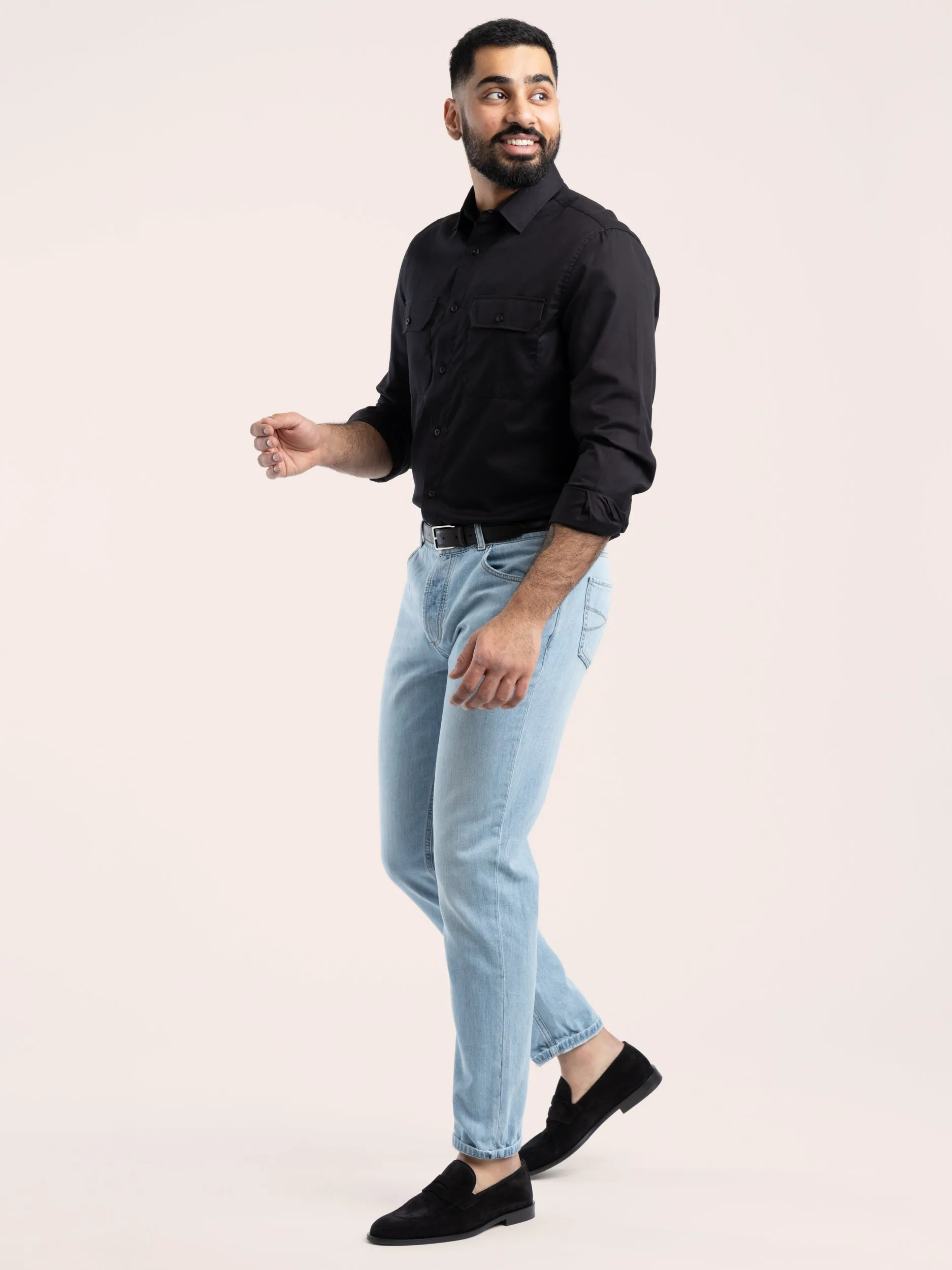 Black Cotton Sport Shirt