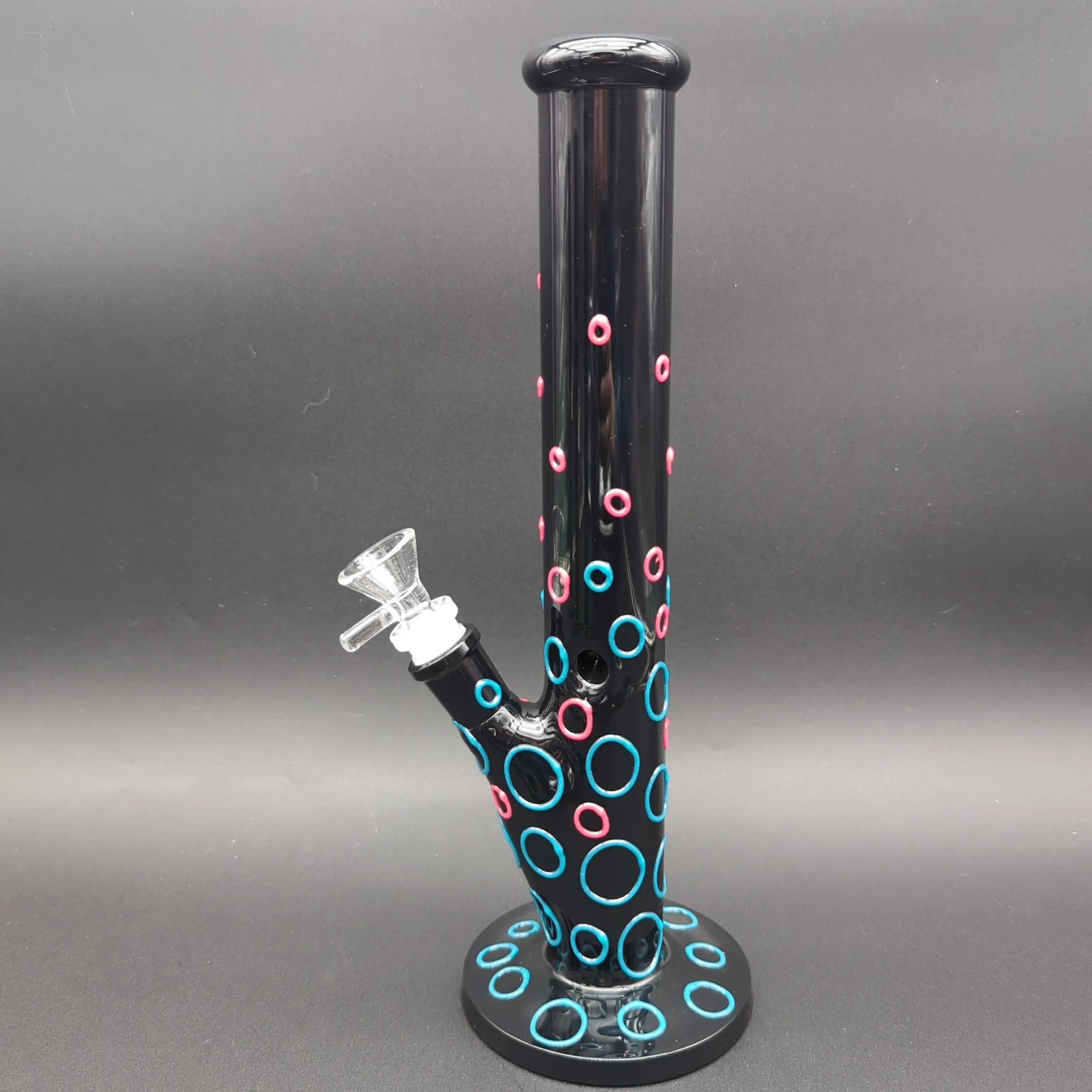 Black Glow in the Dark Bubbles Straight Tube Bong