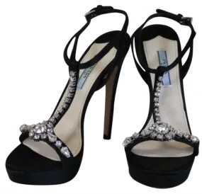 Black Raso Jewel Heels