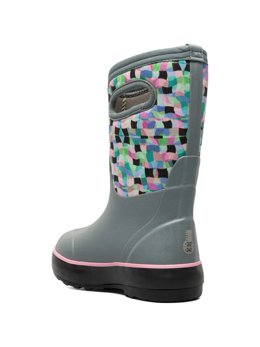 'BOGS' Kids' Classic II Checkered Geo Insulated WP Rainboots - Misty Gray