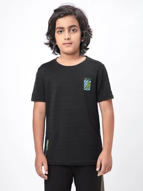 Boys Solid Slim Fit Crew Neck T-shirt with DOUBLE COOL