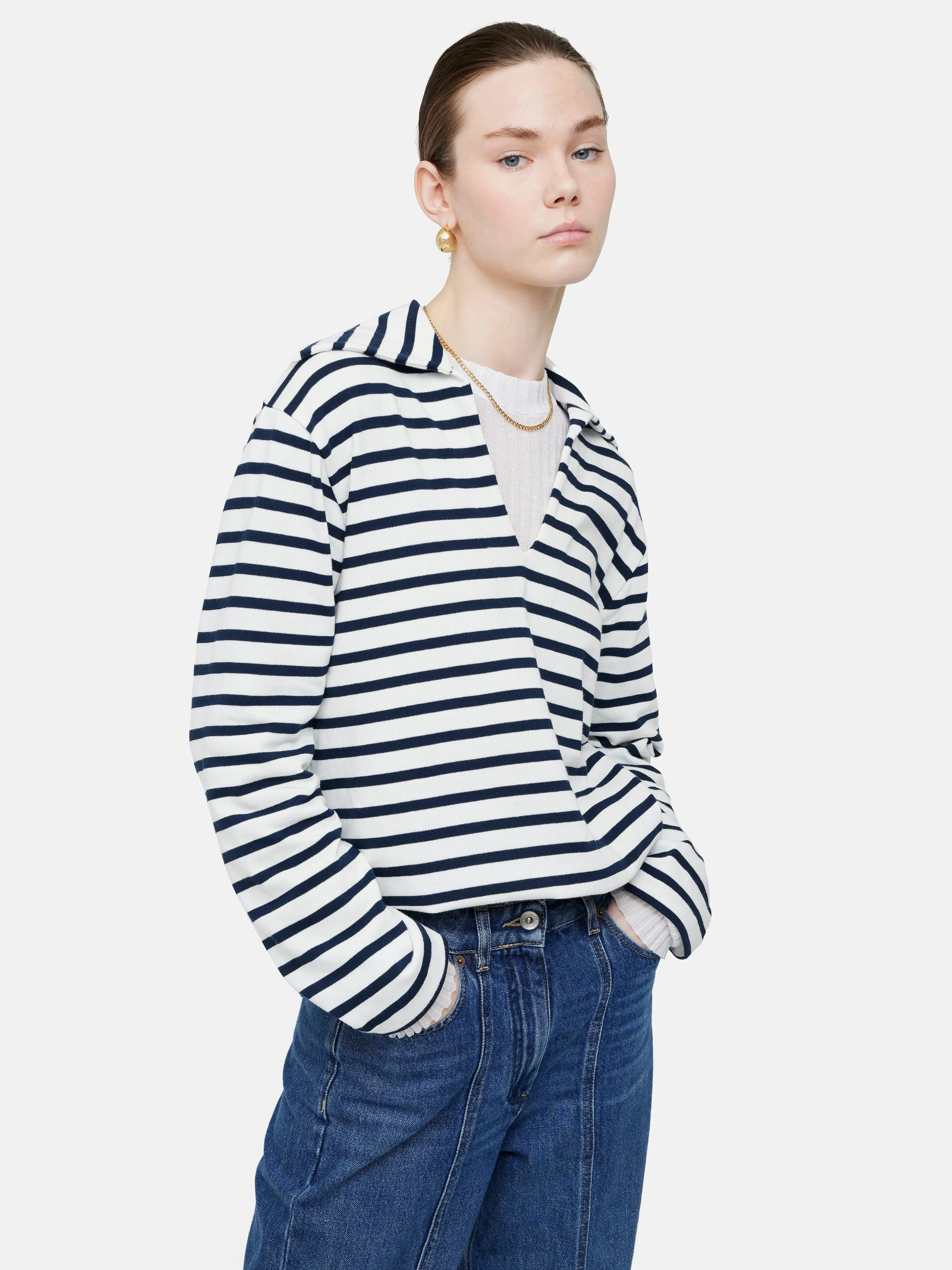 Breton Stripe Sweatshirt | Navy