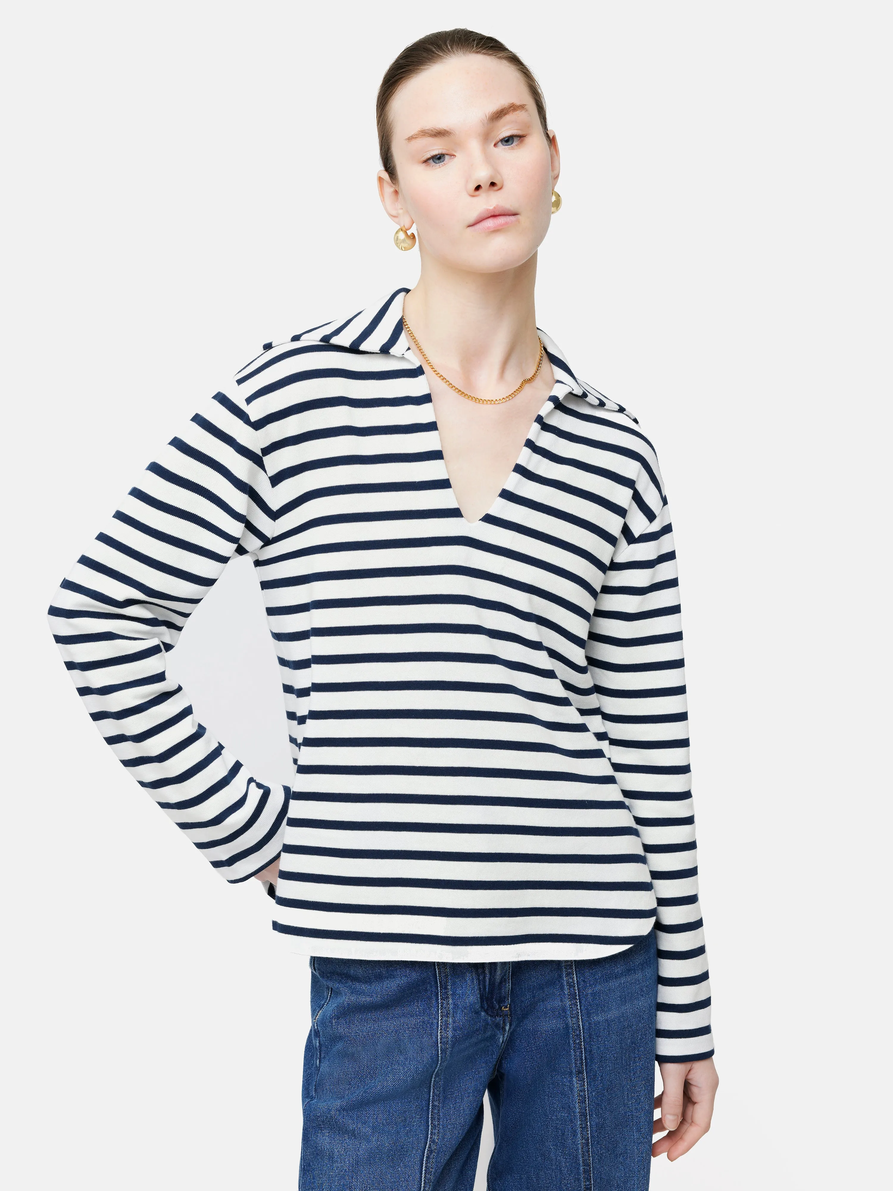 Breton Stripe Sweatshirt | Navy