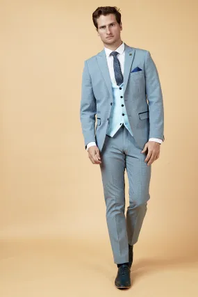 BROMLEY - Sky Check Suit with Kelvin Sky Waistcoat