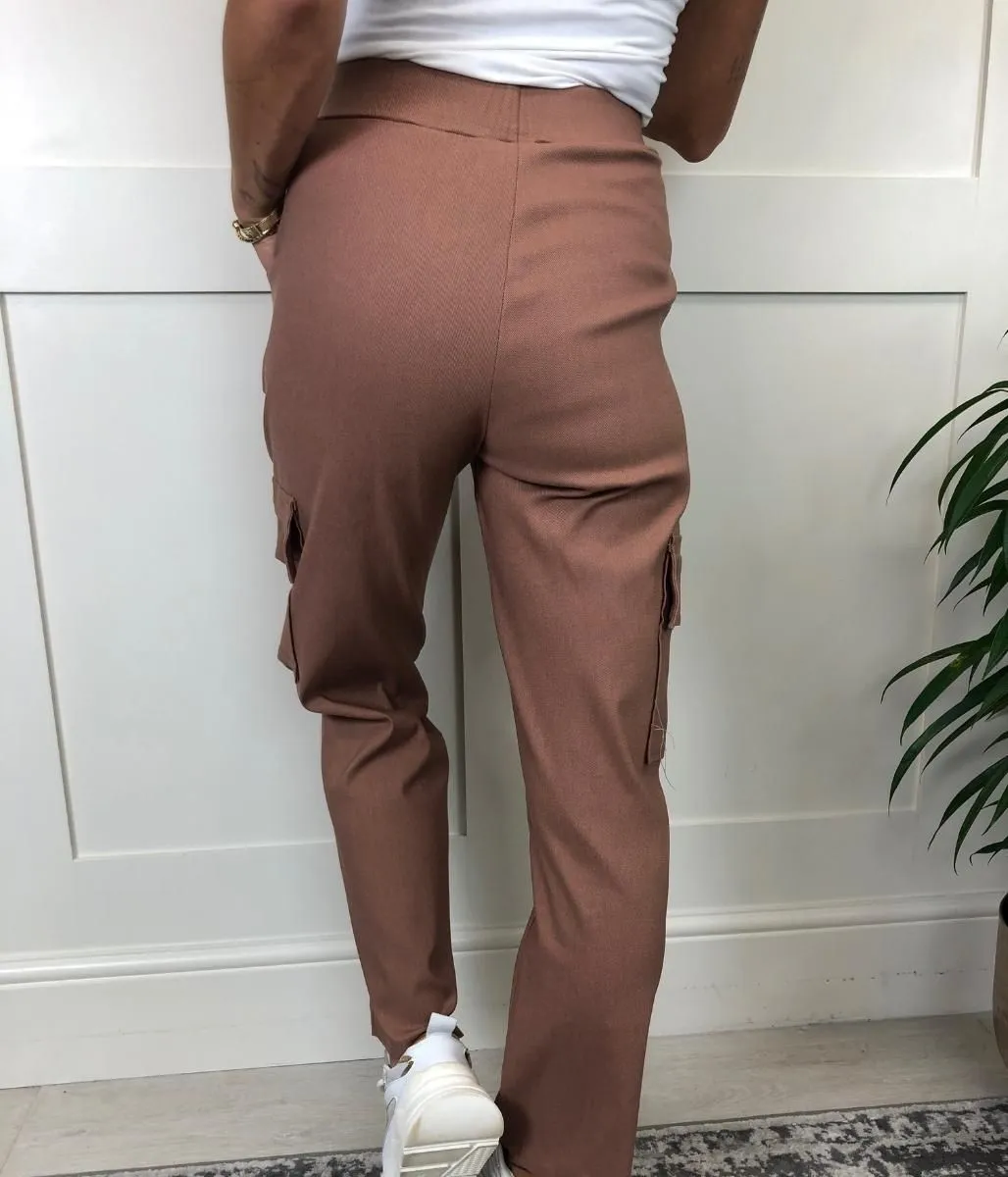 Brown Stretch Cargo Trousers