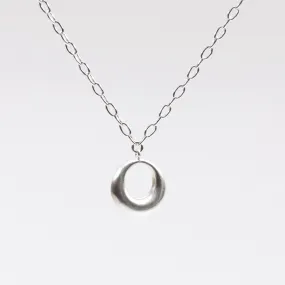 Brushed Silver Puffy Hoop Necklace