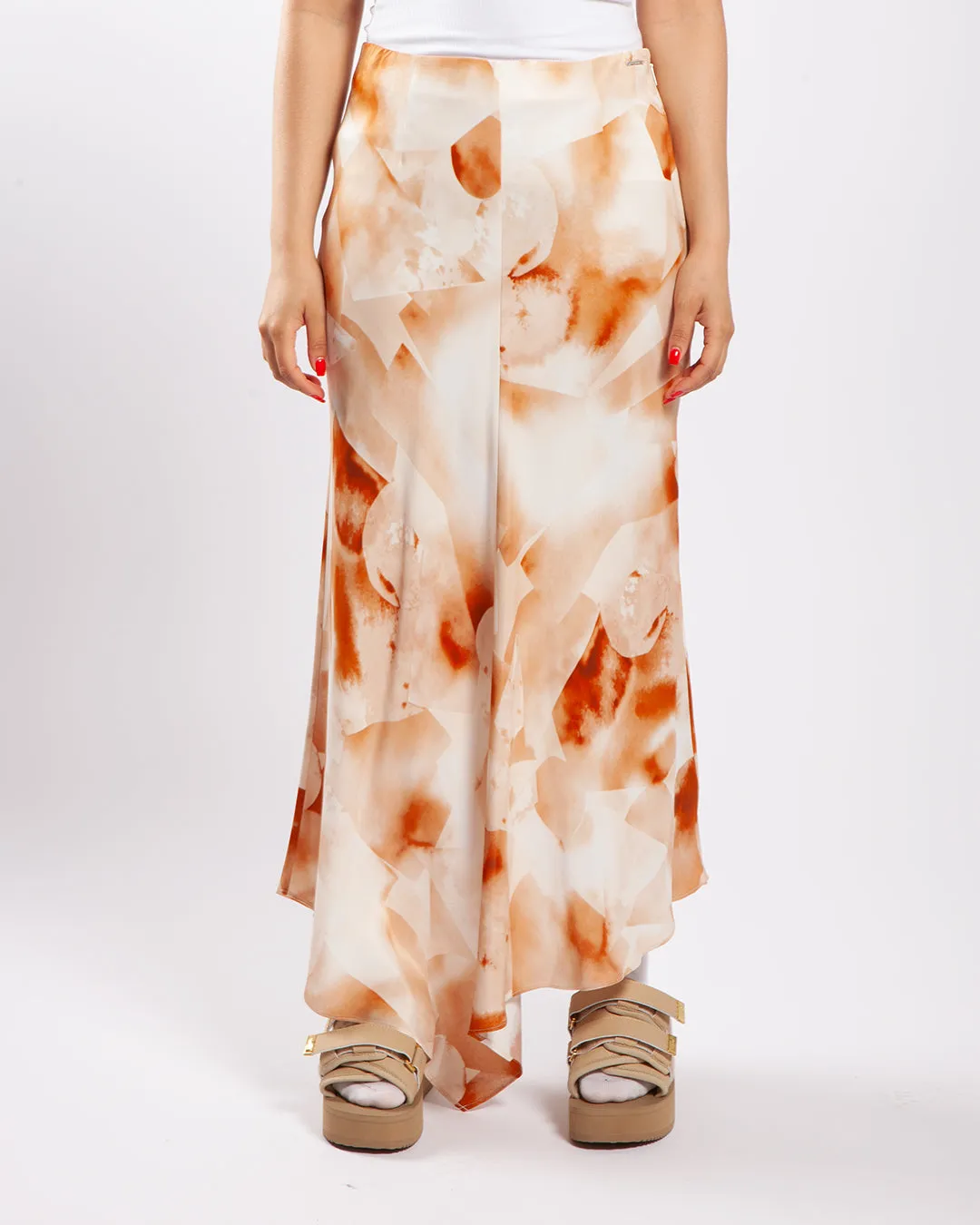 Calvin Klein Watercolor Satin Midi Skirt