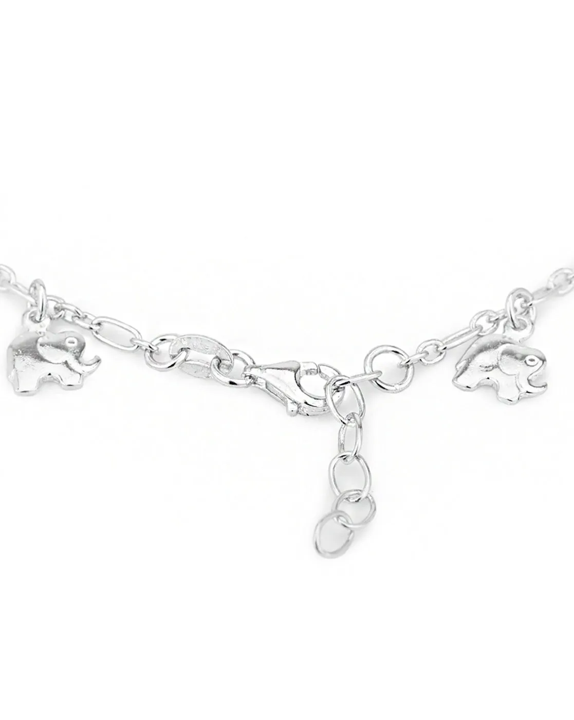 Carlton London 925 Sterling Silver Rhodium Plated Elephant Charm Bracelet