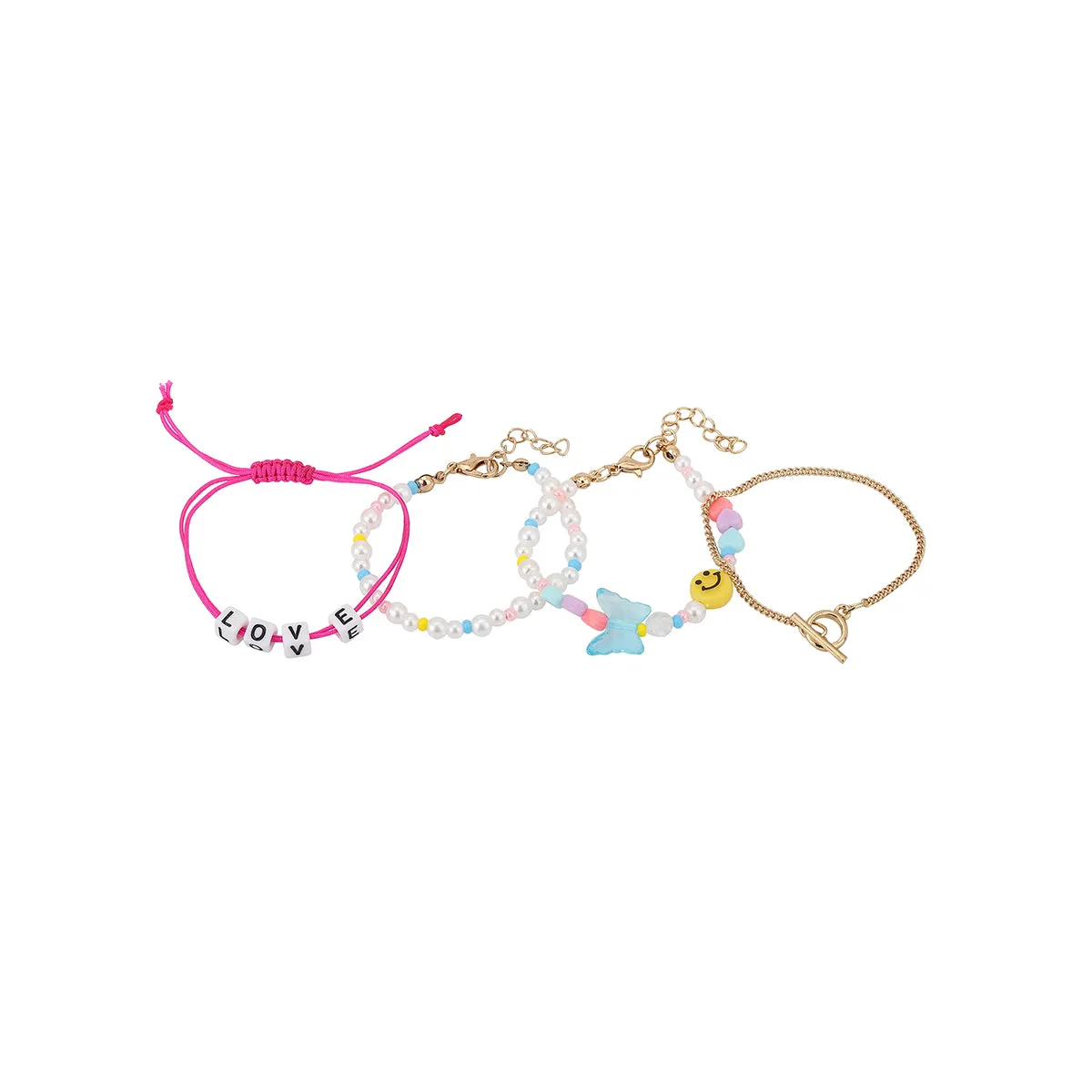 Carlton London Girls Set Of 4 Multicoloured Gold-Plated Charm Bracelet Kjbs040