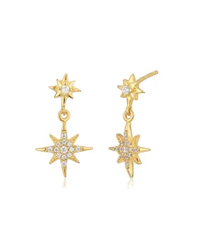 Carlton London Gold Plated Cz Star Drop Earring For Women