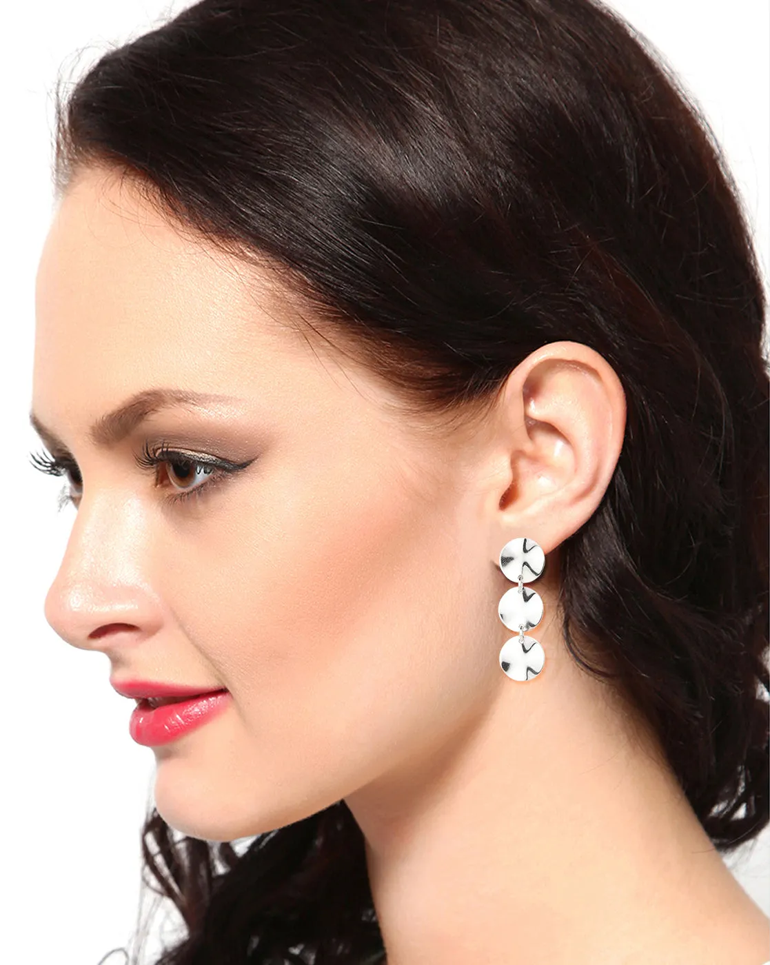 Carlton London Rhodium Plated Circular Drop Earring For Women