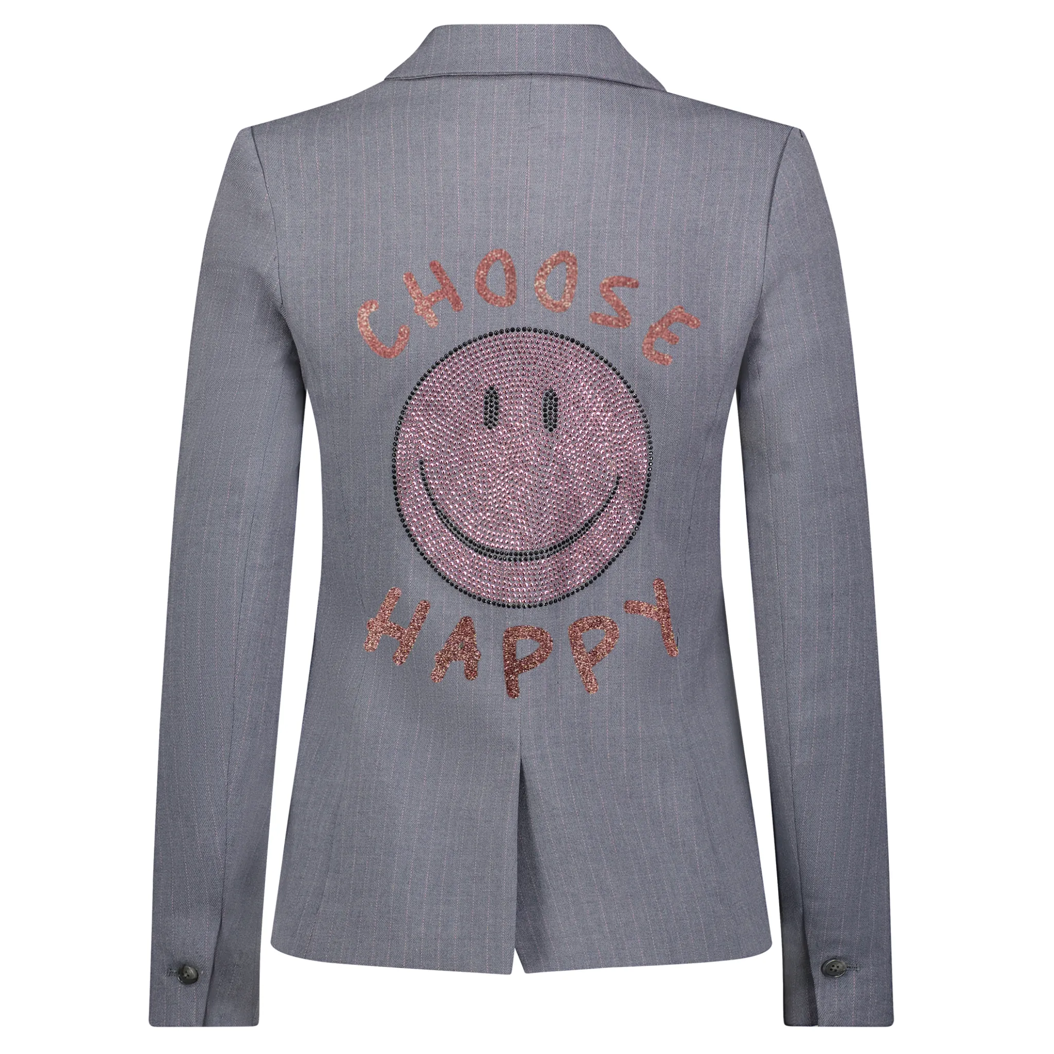 Choose Happy Pinstripe Blazer - Gray