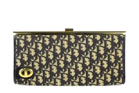 CHRISTIAN DIOR blue logo Dior oblique clutch