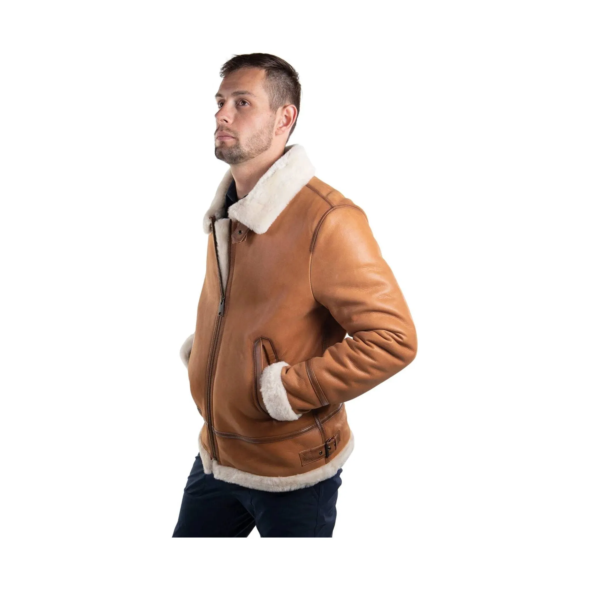 Cloud Nine Men's Sheepskin Western Bomber Coat - Chestnut