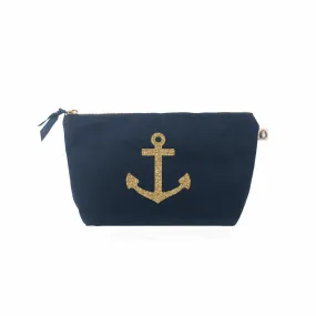 Clutch Bag: Navy with Gold Anchor