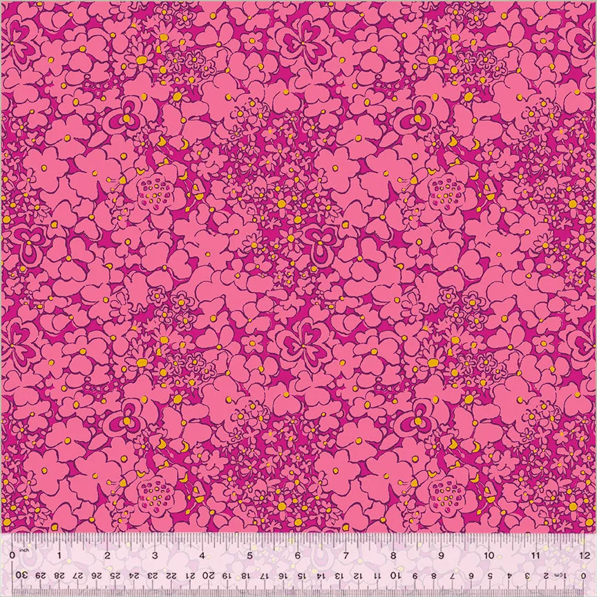 Cotton Fabric PERIWINKLE MAGENTA from BOTANICA Collection, Windham Fabrics, 54016-9