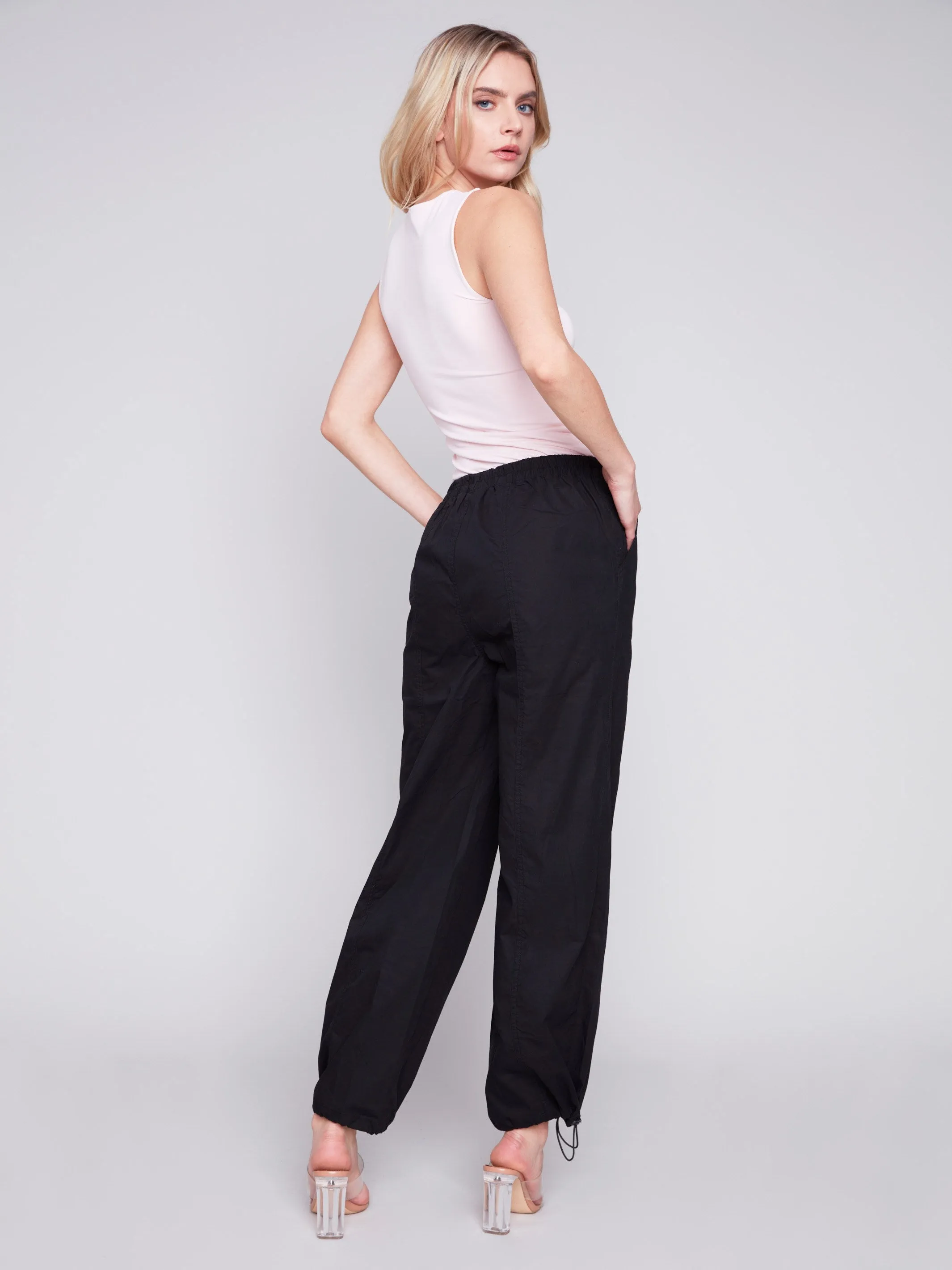 Cotton Parachute Pants - Black