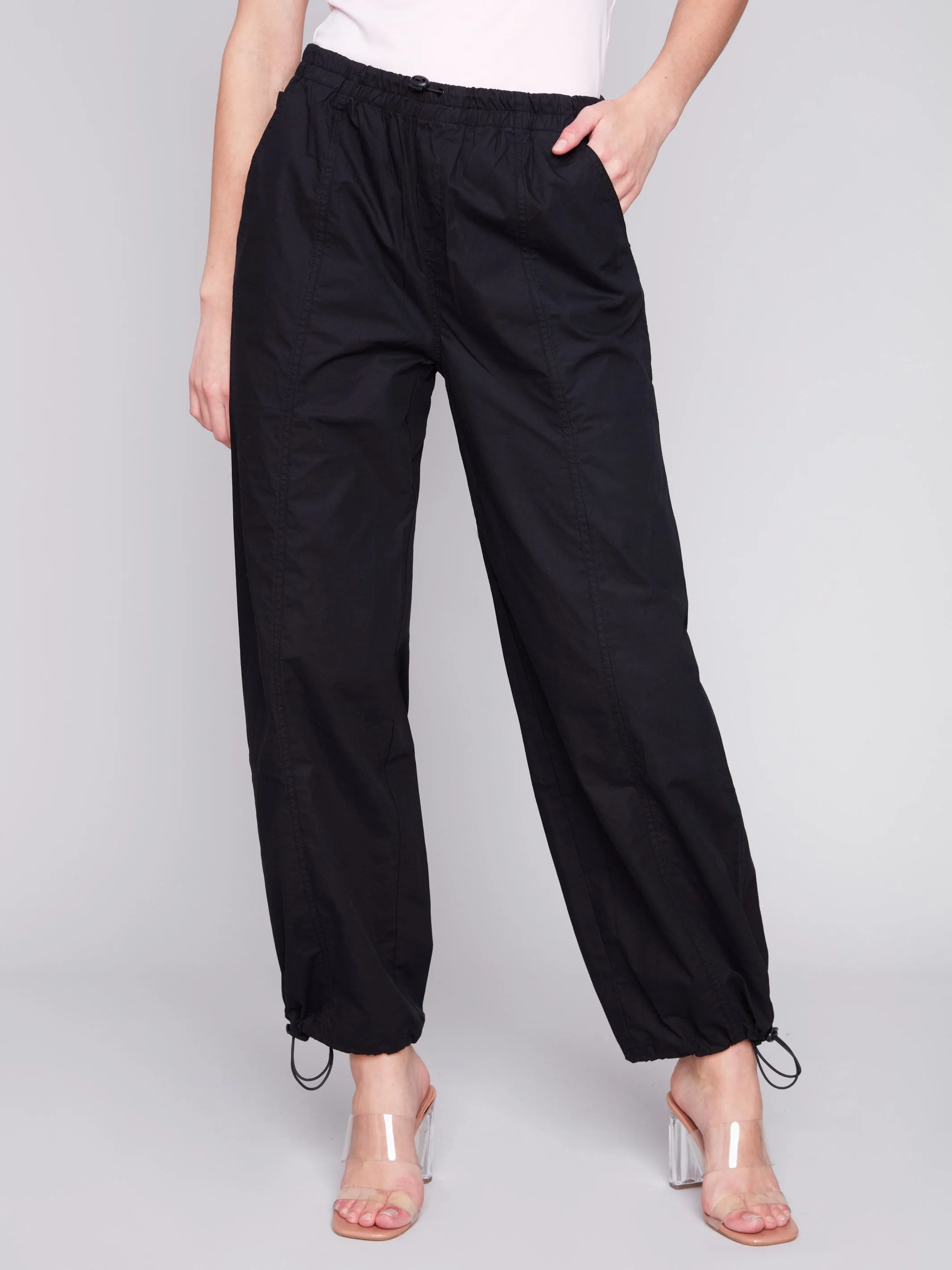 Cotton Parachute Pants - Black