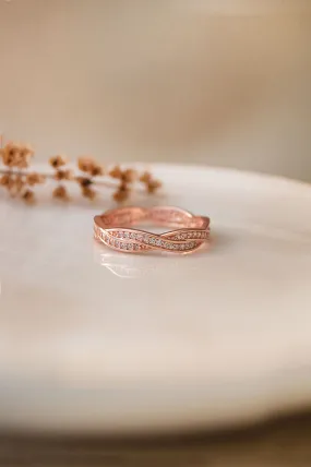 Curled Along Rose Gold Plated Sterling Silver Ring