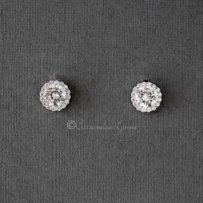 CZ Pave Round CZ Stud Earrings