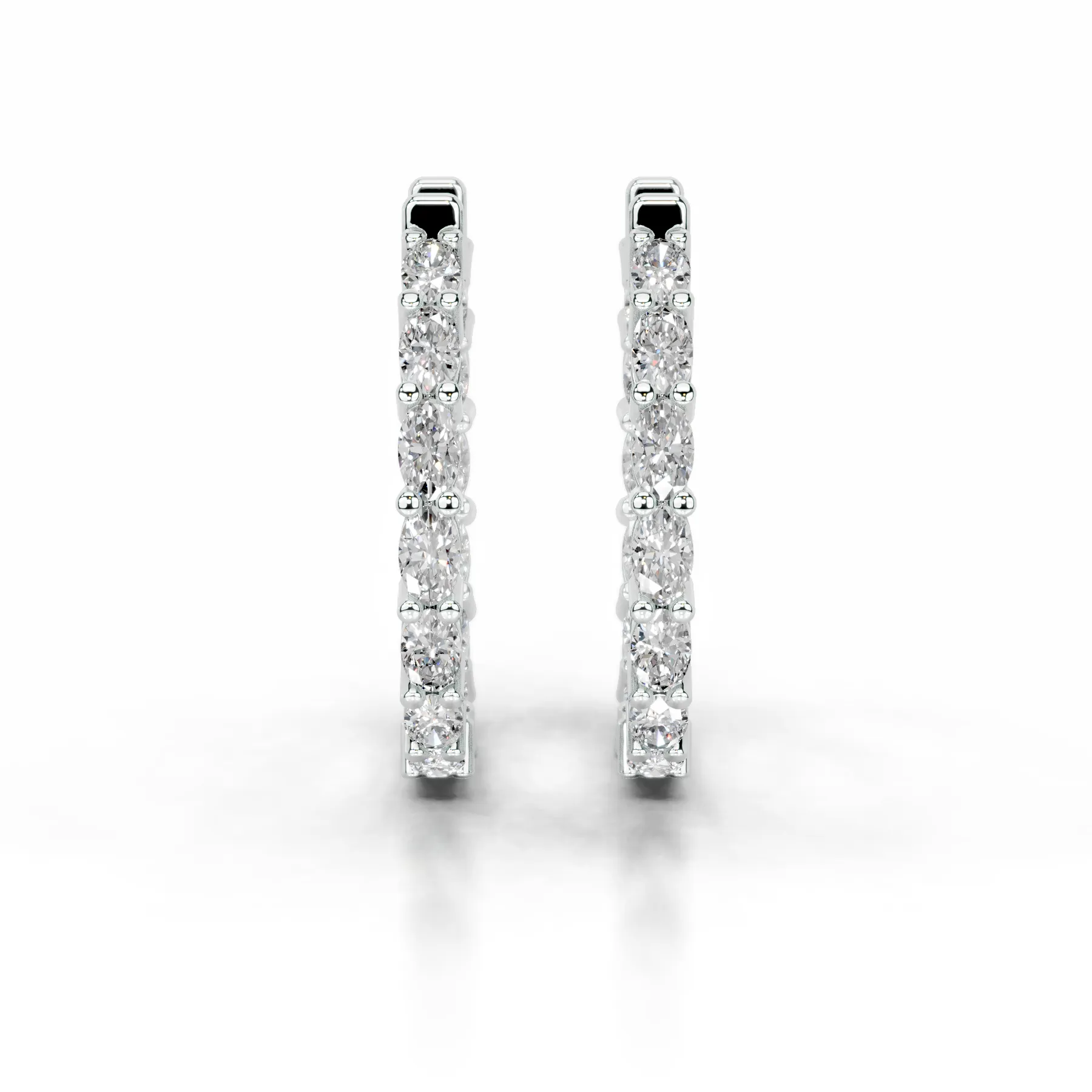 Daphne Diamond Hoop Earrings   (4.30 Carat) -18K White Gold