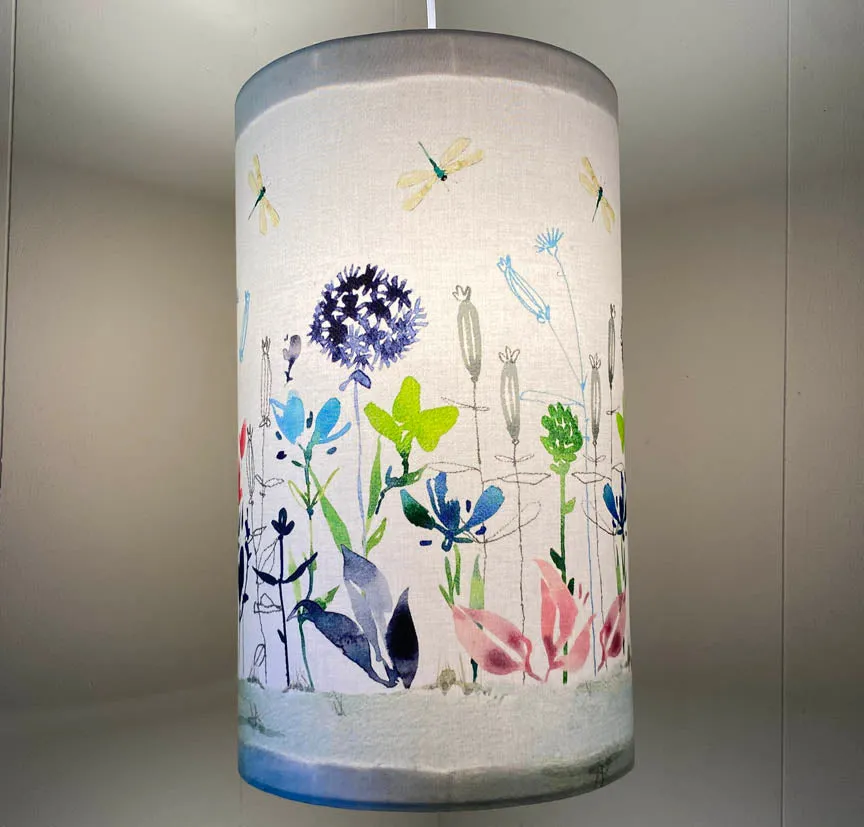 Dusty pink and Indigo floral Fabric Lampshade