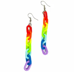 Earrings - Rainbow chain drop