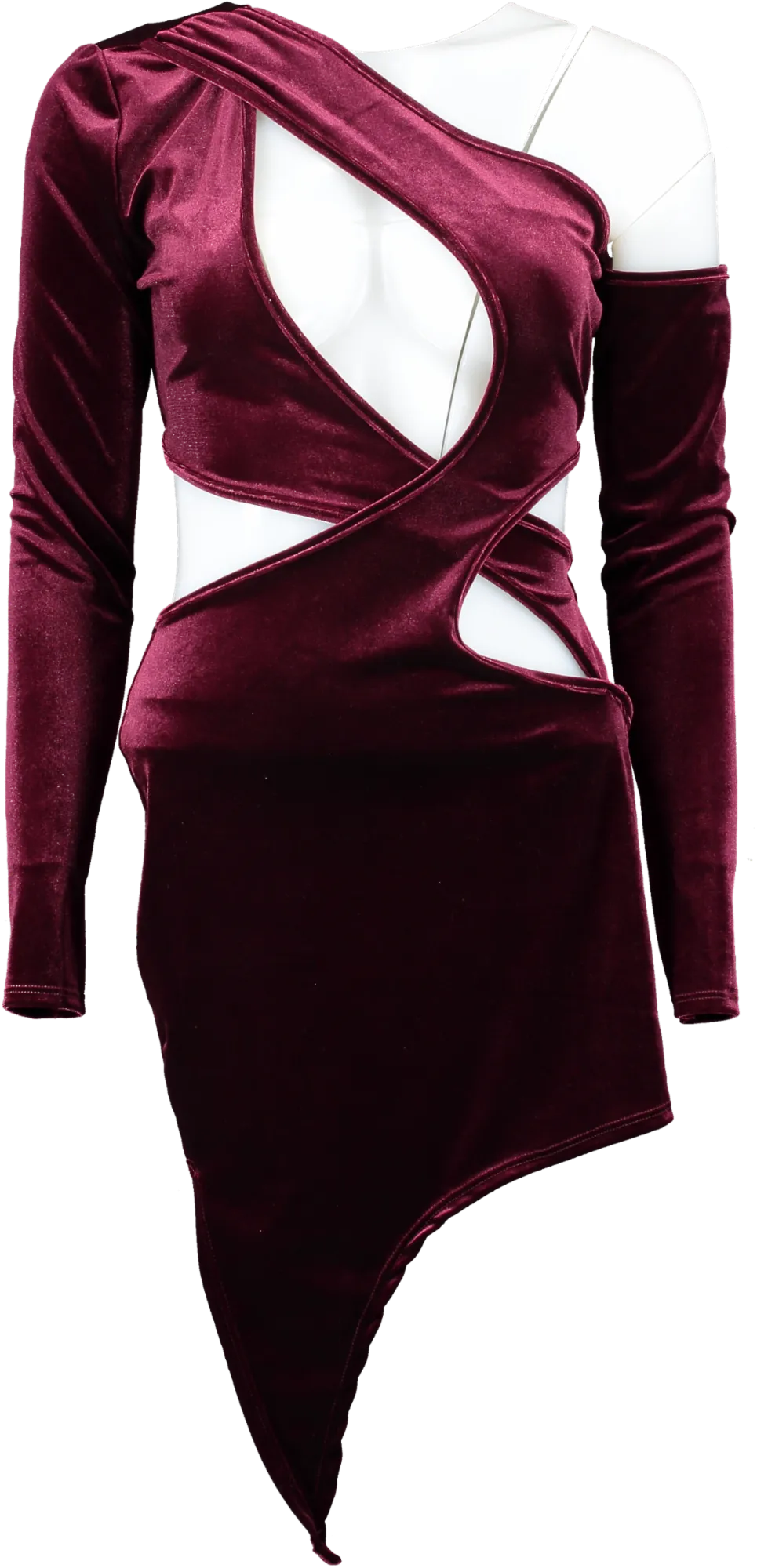 Fashion Nova Red Burgundy At The Night Show Velvet Mini Dress UK S