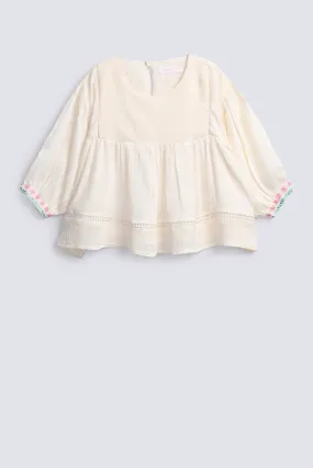 GIRLS DROP SHOULDER EMBROIDERED TOP