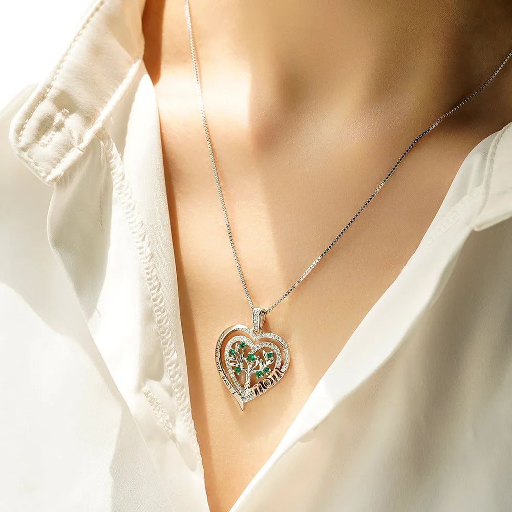 Heart of Life Family Tree Mom Pendant with Emeralds