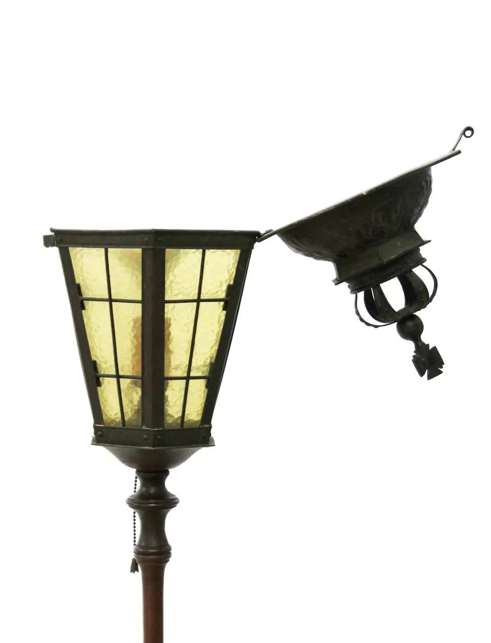 Italian Renaissance Revival Lantern Floor Lamp in Cast Bronze and Repousse Brass