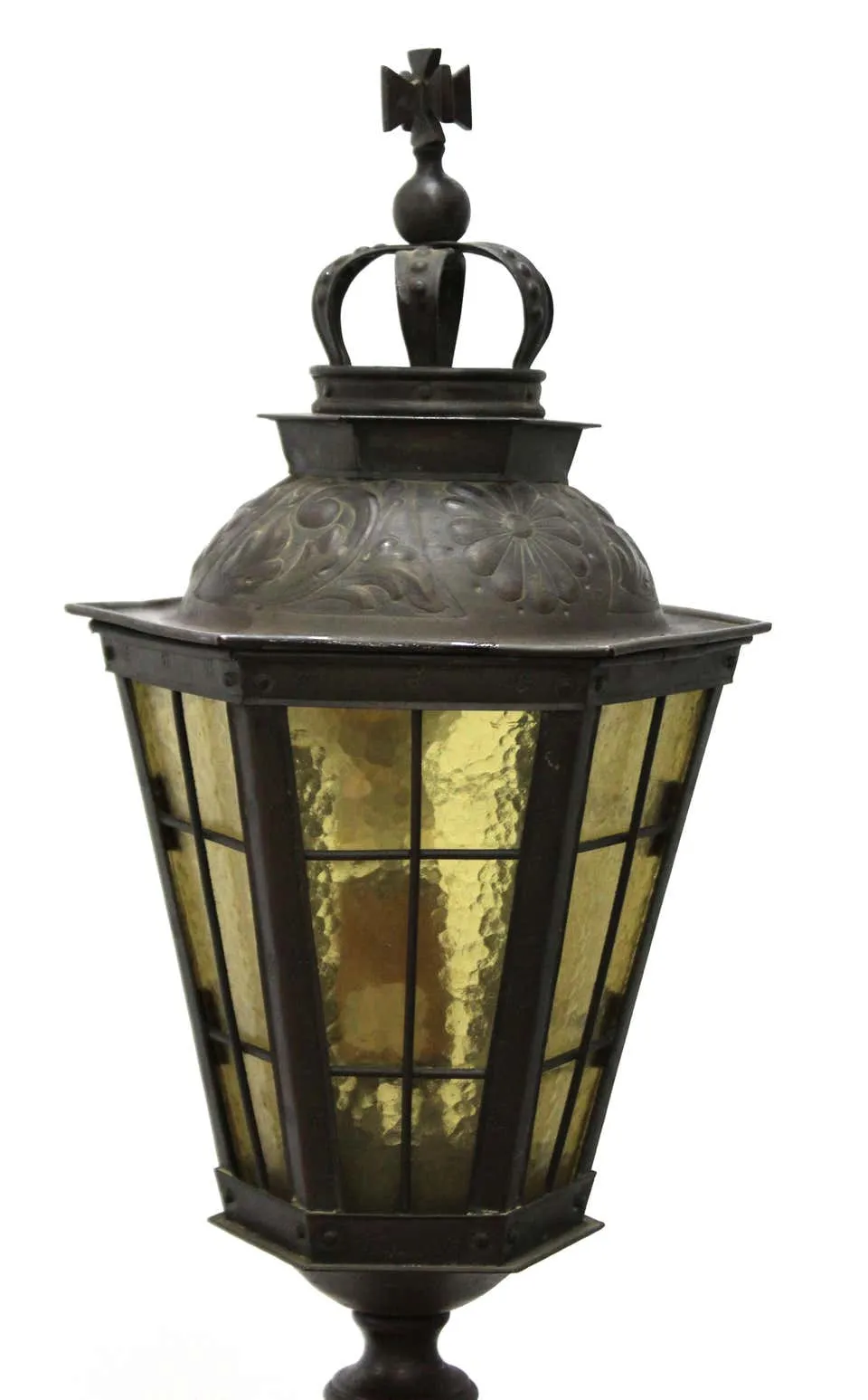 Italian Renaissance Revival Lantern Floor Lamp in Cast Bronze and Repousse Brass