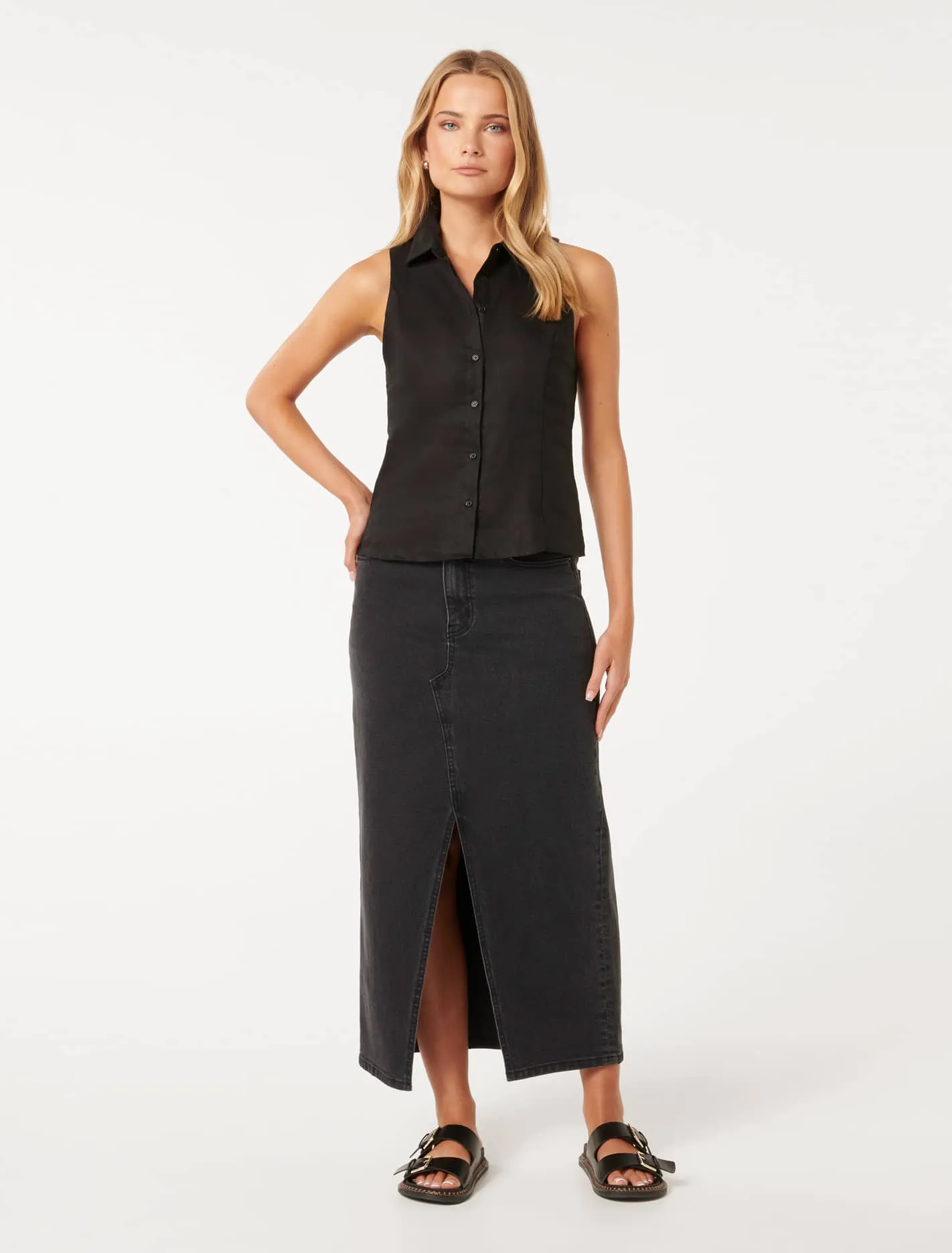 Kathleen Linen Sleeveless Shirt