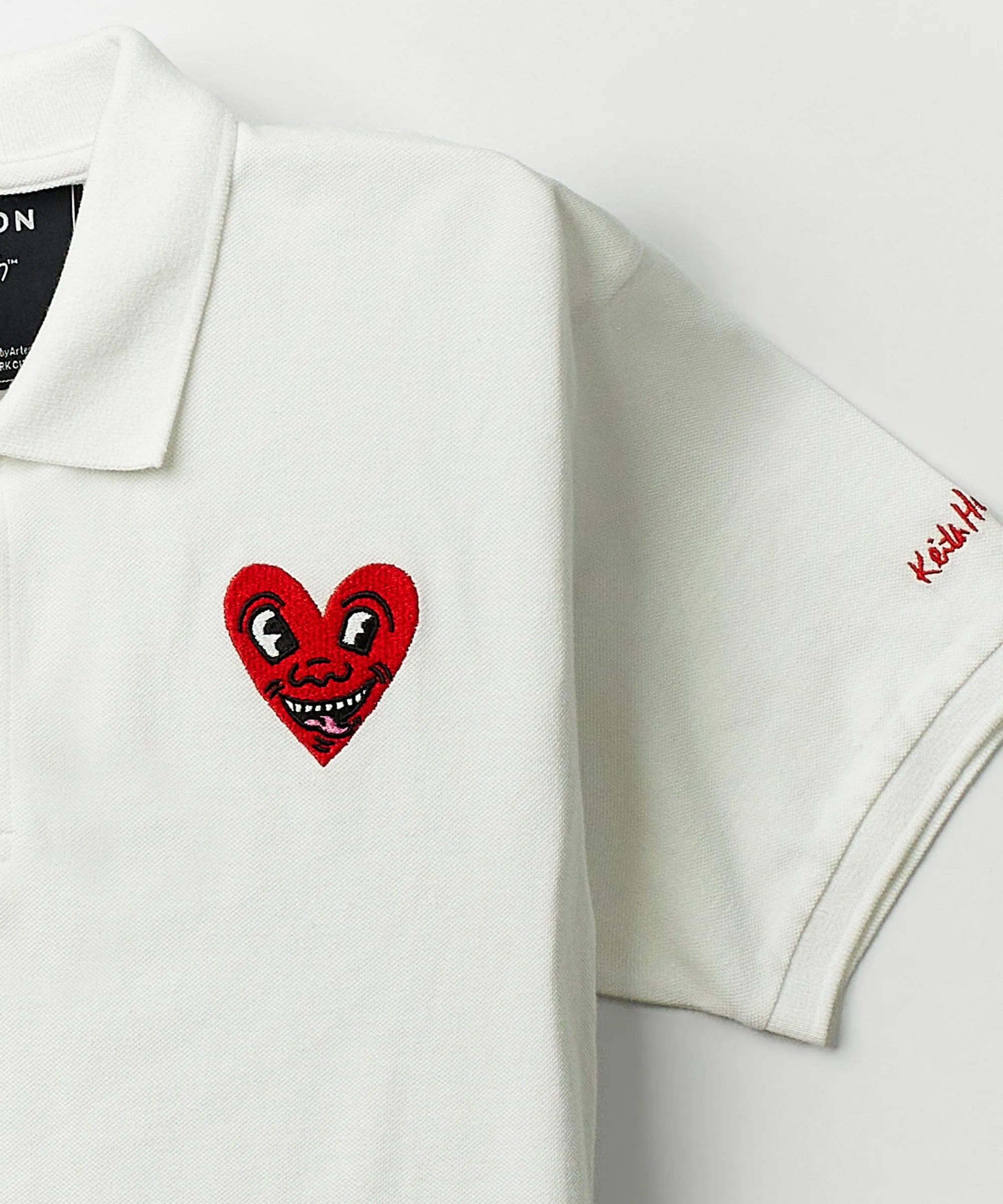 Keith Haring Embroidered Heart Polo - White